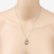 Bids.com 0.12 Carat Genuine Blue Sapphire .925 Sterling Silver Pendant Pendants Bisque size 18.00