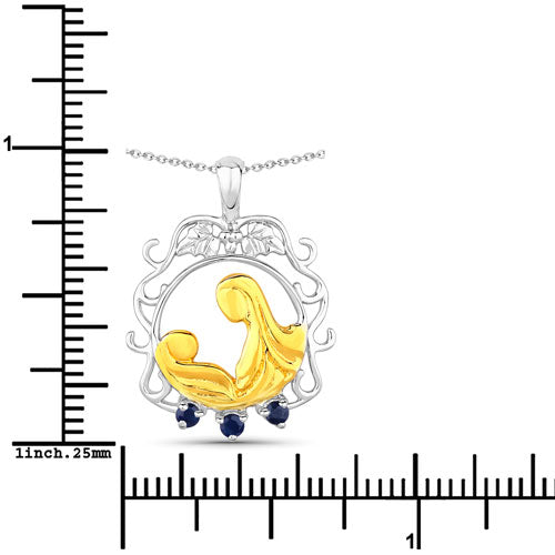Bids.com 0.12 Carat Genuine Blue Sapphire .925 Sterling Silver Pendant Pendants White Smoke size 18.00