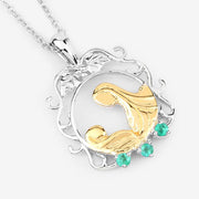 Bids.com 0.09 Carat Genuine Emerald .925 Sterling Silver Pendant Pendants White Smoke size 18.00