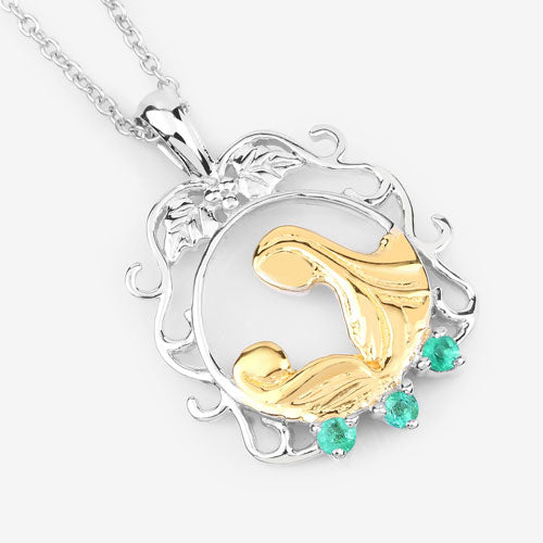 Bids.com 0.09 Carat Genuine Emerald .925 Sterling Silver Pendant Pendants White Smoke size 18.00