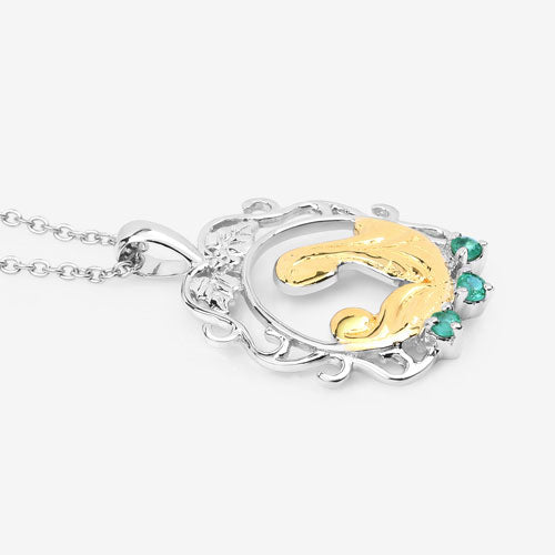 Bids.com 0.09 Carat Genuine Emerald .925 Sterling Silver Pendant Pendants White Smoke size 18.00