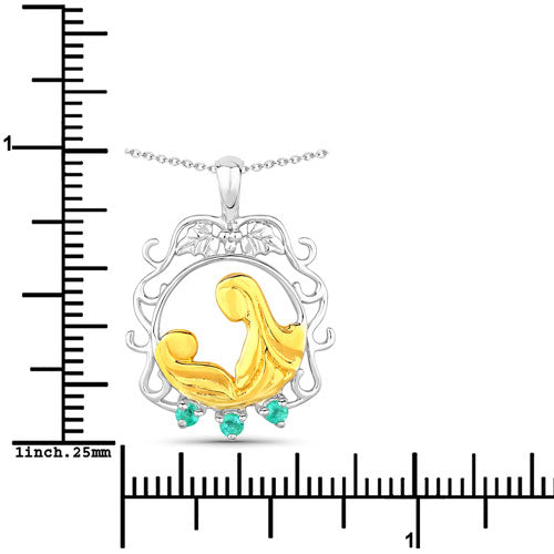 Bids.com 0.09 Carat Genuine Emerald .925 Sterling Silver Pendant Pendants White Smoke size 18.00