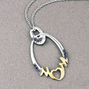 Bids.com 0.18 Carat Genuine Blue Sapphire .925 Sterling Silver Pendant Pendants Dark Gray size 18.00