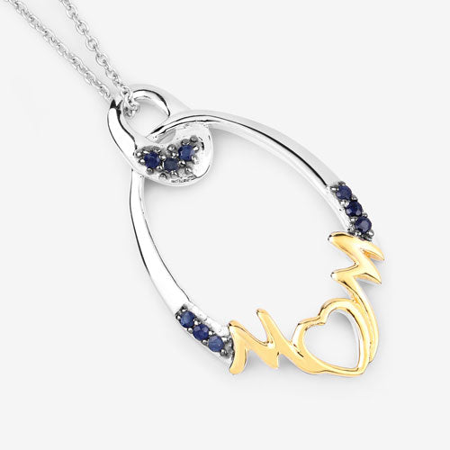 Bids.com 0.18 Carat Genuine Blue Sapphire .925 Sterling Silver Pendant Pendants White Smoke size 18.00