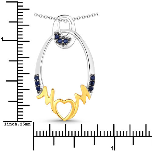 Bids.com 0.18 Carat Genuine Blue Sapphire .925 Sterling Silver Pendant Pendants White Smoke size 18.00