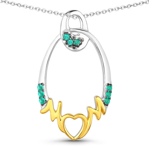 Bids.com 0.15 Carat Genuine Emerald .925 Sterling Silver Pendant Pendants White Smoke size 18.00