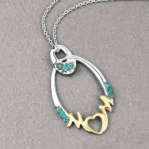 Bids.com 0.15 Carat Genuine Emerald .925 Sterling Silver Pendant Pendants Dark Gray size 18.00