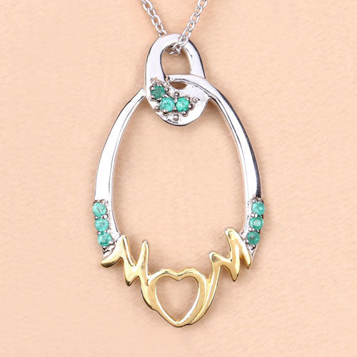 Bids.com 0.15 Carat Genuine Emerald .925 Sterling Silver Pendant Pendants Peach Puff size 18.00