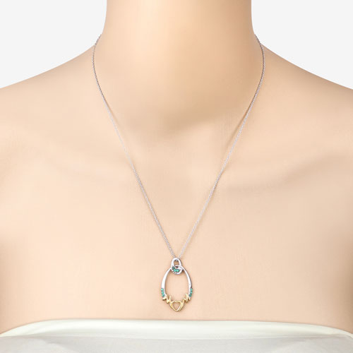 Bids.com 0.15 Carat Genuine Emerald .925 Sterling Silver Pendant Pendants Bisque size 18.00