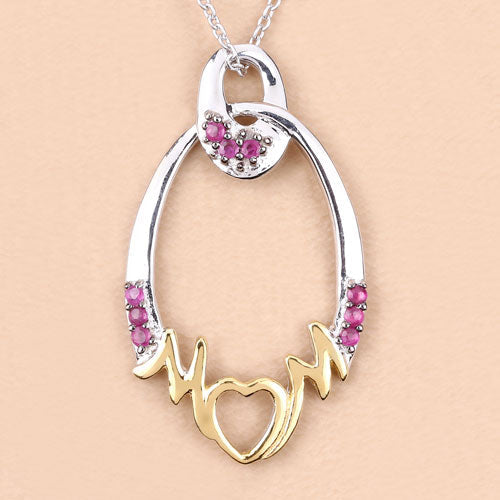 Bids.com 0.18 Carat Genuine Ruby .925 Sterling Silver Pendant Pendants Peach Puff size 18.00