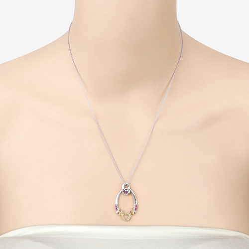 Bids.com 0.18 Carat Genuine Ruby .925 Sterling Silver Pendant Pendants Bisque size 18.00