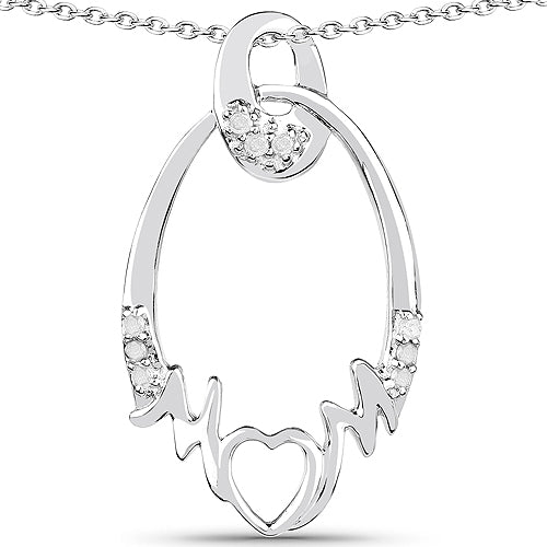 Bids.com 0.14 Carat Genuine White Diamond .925 Sterling Silver Pendant Pendants White Smoke Default Title