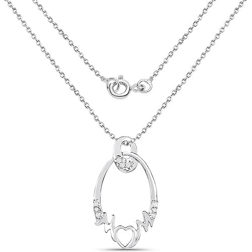 Bids.com 0.14 Carat Genuine White Diamond .925 Sterling Silver Pendant Pendants White Smoke