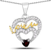 Bids.com 0.51 Carat Genuine Garnet and White Topaz .925 Sterling Silver Pendant Pendants White Smoke Default Title