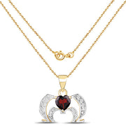 Bids.com 14K Yellow Gold Plated 1.05 Carat Genuine Garnet and White Topaz .925 Sterling Silver Pendant Pendants White Smoke