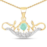 Bids.com 14K Yellow Gold Plated 0.62 Carat Genuine Emerald and White Topaz .925 Sterling Silver Pendant Pendants White Smoke Default Title