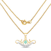Bids.com 14K Yellow Gold Plated 0.62 Carat Genuine Emerald and White Topaz .925 Sterling Silver Pendant Pendants White Smoke