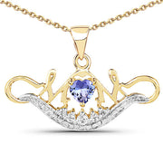 Bids.com 14K Yellow Gold Plated 0.62 Carat Genuine Tanzanite and White Topaz .925 Sterling Silver Pendant Pendants White Smoke Default Title