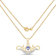 Bids.com 14K Yellow Gold Plated 0.62 Carat Genuine Tanzanite and White Topaz .925 Sterling Silver Pendant Pendants White Smoke