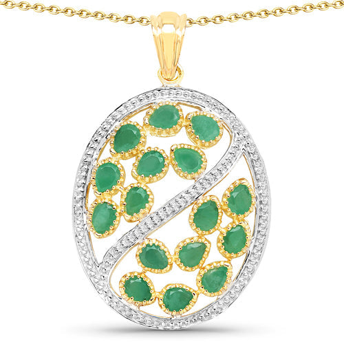 Bids.com 2.24 Carat Genuine Emerald .925 Sterling Silver Pendant Pendants White Smoke Default Title