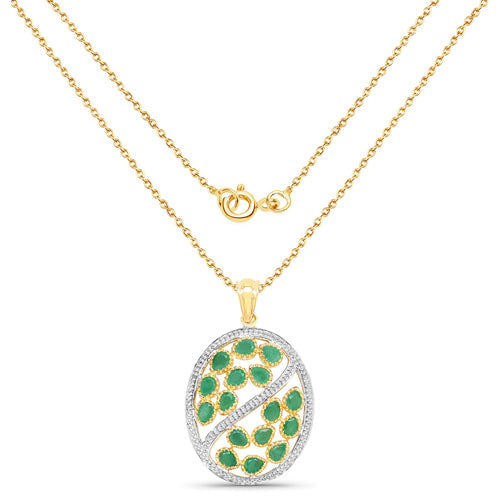 Bids.com 2.24 Carat Genuine Emerald .925 Sterling Silver Pendant Pendants White Smoke