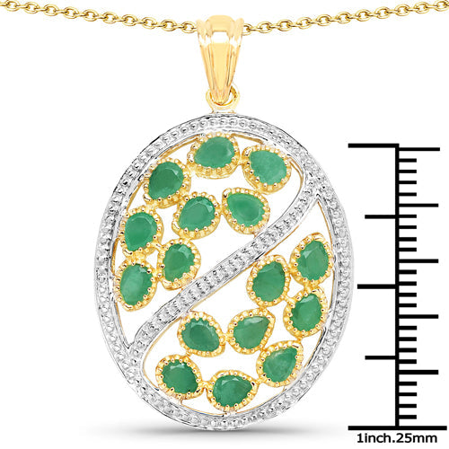 Bids.com 2.24 Carat Genuine Emerald .925 Sterling Silver Pendant Pendants White Smoke