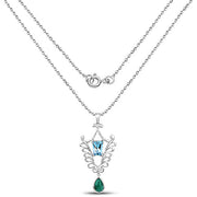 Bids.com 9.23 Carat Genuine Emerald and Swiss Blue Topaz .925 Sterling Silver Pendant Pendants White Smoke