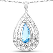 Bids.com 7.20 Carat Genuine Swiss Blue Topaz .925 Sterling Silver Pendant Pendants White Smoke Default Title
