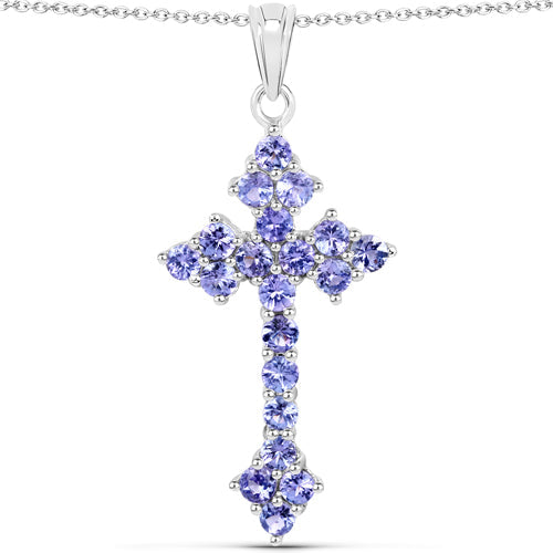 Bids.com 2.00 Carat Genuine Tanzanite .925 Sterling Silver Pendant Pendants White Smoke size 18.00,size 20.00