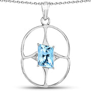 Bids.com 5.26 Carat Genuine Swiss Blue Topaz .925 Sterling Silver Pendant Pendants White Smoke Default Title