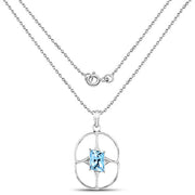 Bids.com 5.26 Carat Genuine Swiss Blue Topaz .925 Sterling Silver Pendant Pendants White Smoke
