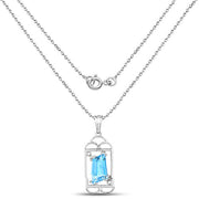 Bids.com 4.57 Carat Genuine Swiss Blue Topaz & White Topaz .925 Sterling Silver Pendant Pendants White Smoke