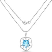 Bids.com 7.60 Carat Genuine Blue Topaz .925 Sterling Silver Pendant Pendants White Smoke