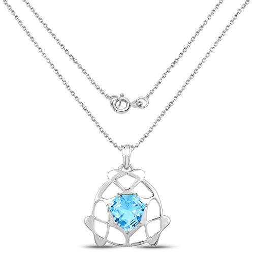 Bids.com 11.50 Carat Genuine Swiss Blue Topaz .925 Sterling Silver Pendant Pendants White Smoke