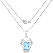 Bids.com 5.76 Carat Genuine Swiss Blue Topaz & White Topaz .925 Sterling Silver Pendant Pendants White Smoke