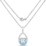 Bids.com 4.08 Carat Genuine Swiss Blue Topaz & White Topaz .925 Sterling Silver Pendant Pendants White Smoke