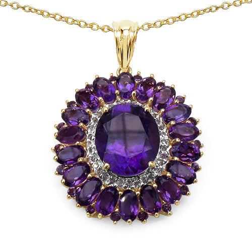 Bids.com 14K Yellow Gold Plated 8.55 Carat Genuine Amethyst & White Topaz .925 Sterling Silver Pendant Pendants White Smoke Default Title