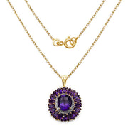 Bids.com 14K Yellow Gold Plated 8.55 Carat Genuine Amethyst & White Topaz .925 Sterling Silver Pendant Pendants White Smoke
