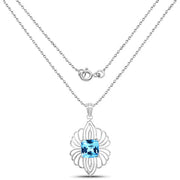Bids.com 8.18 Carat Genuine Swiss Blue Topaz .925 Sterling Silver Pendant Pendants White Smoke