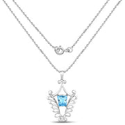 Bids.com 5.68 Carat Genuine Swiss Blue Topaz .925 Sterling Silver Pendant Pendants White Smoke
