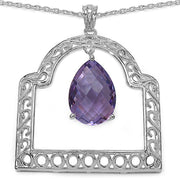 Bids.com 10.70 Carat Genuine Amethyst .925 Sterling Silver Pendant Pendants White Smoke Default Title