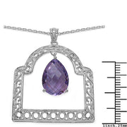 Bids.com 10.70 Carat Genuine Amethyst .925 Sterling Silver Pendant Pendants White Smoke