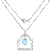 Bids.com 10.50 Carat Genuine Swiss Blue Topaz .925 Sterling Silver Pendant Pendants White Smoke