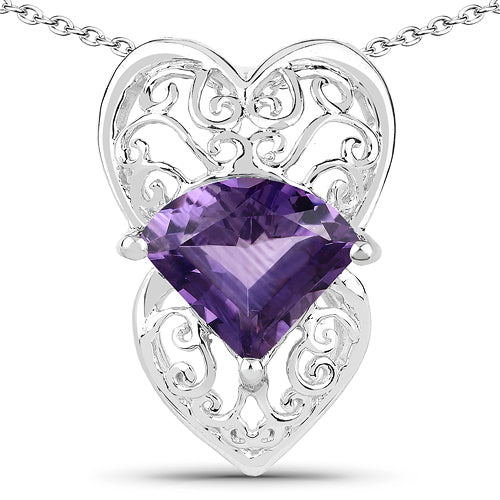 Bids.com 7.80 Carat Genuine Amethyst .925 Sterling Silver Pendant Pendants White Smoke Default Title