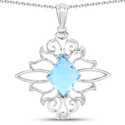 Bids.com 5.15 Carat Genuine Swiss Blue Topaz .925 Sterling Silver Pendant Pendants White Smoke Default Title
