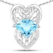 Bids.com 4.65 Carat Genuine Swiss Blue Topaz .925 Sterling Silver Pendant Pendants White Smoke Default Title