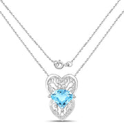 Bids.com 4.65 Carat Genuine Swiss Blue Topaz .925 Sterling Silver Pendant Pendants White Smoke