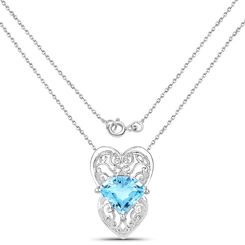 Bids.com 4.65 Carat Genuine Swiss Blue Topaz .925 Sterling Silver Pendant Pendants White Smoke