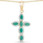 Bids.com 18K Yellow Gold Plated 0.84 Carat Genuine Emerald .925 Sterling Silver Pendant Pendants White Smoke size 16.00,size 18.00,size 20.00