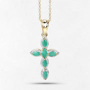 Bids.com 18K Yellow Gold Plated 0.84 Carat Genuine Emerald .925 Sterling Silver Pendant Pendants White Smoke size 16.00,size 18.00,size 20.00
